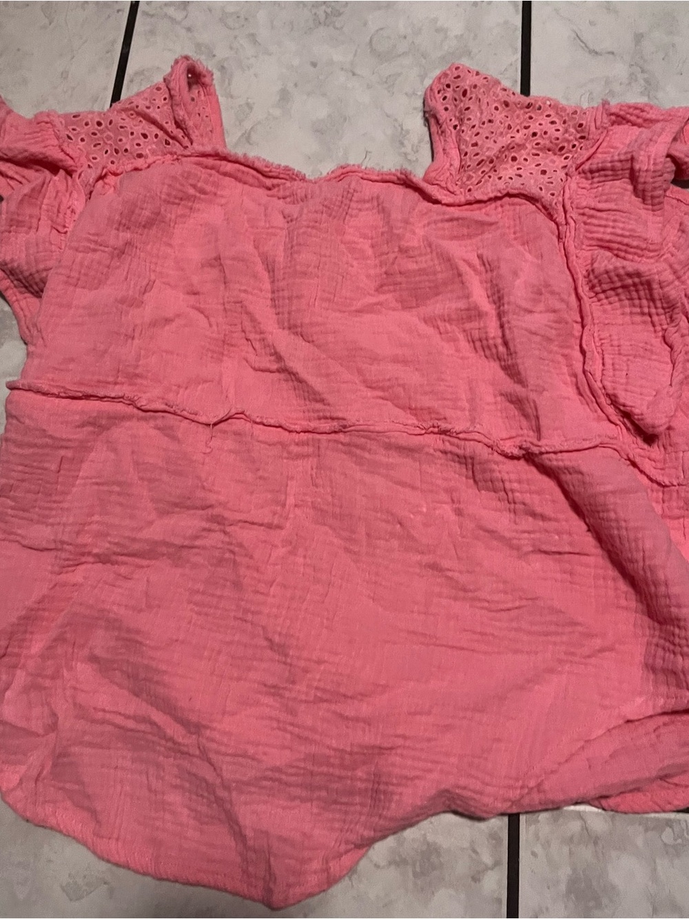 Pink Women's  Eyelet Sleeve Top